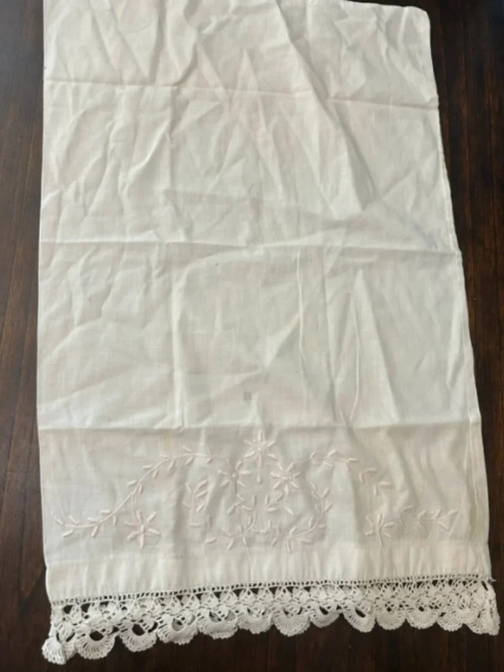 Vintage pillowcase with crochet trim